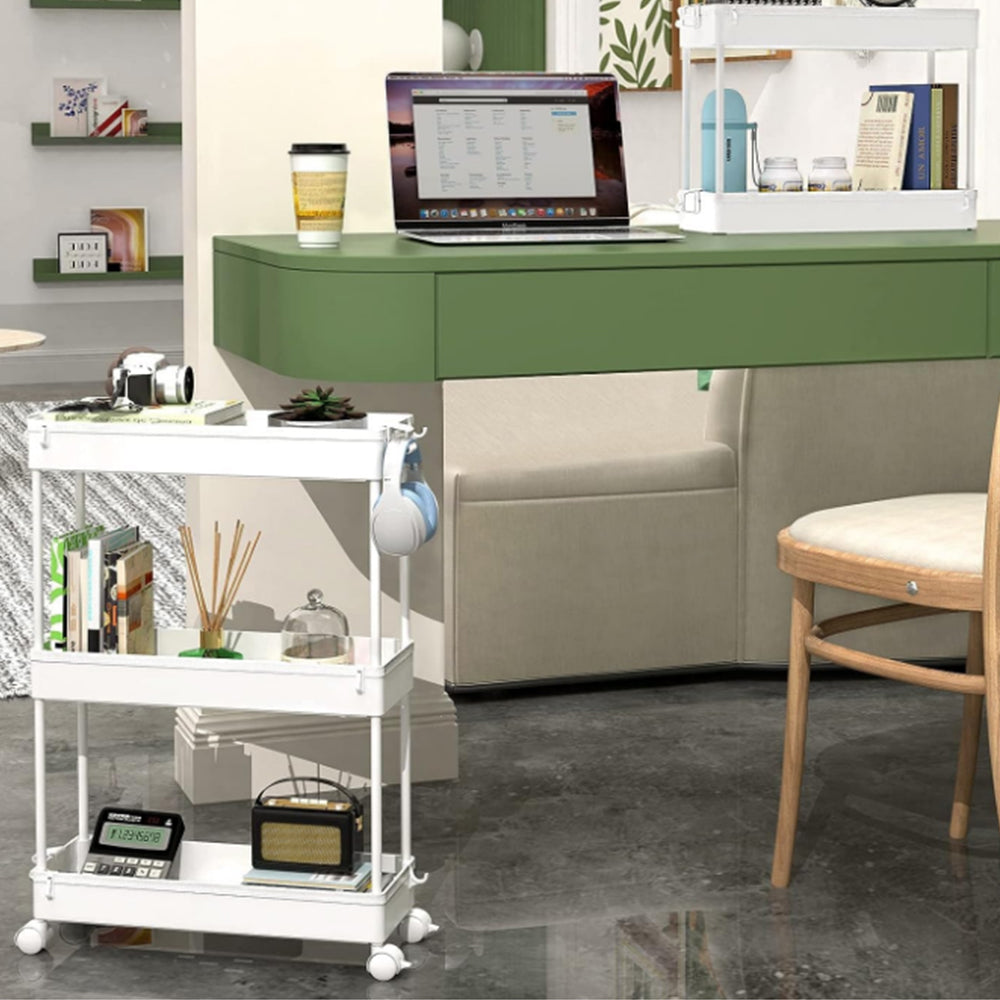 3-Tier Rolling Storage Cart Bathroom Storage Organizer Shelf White