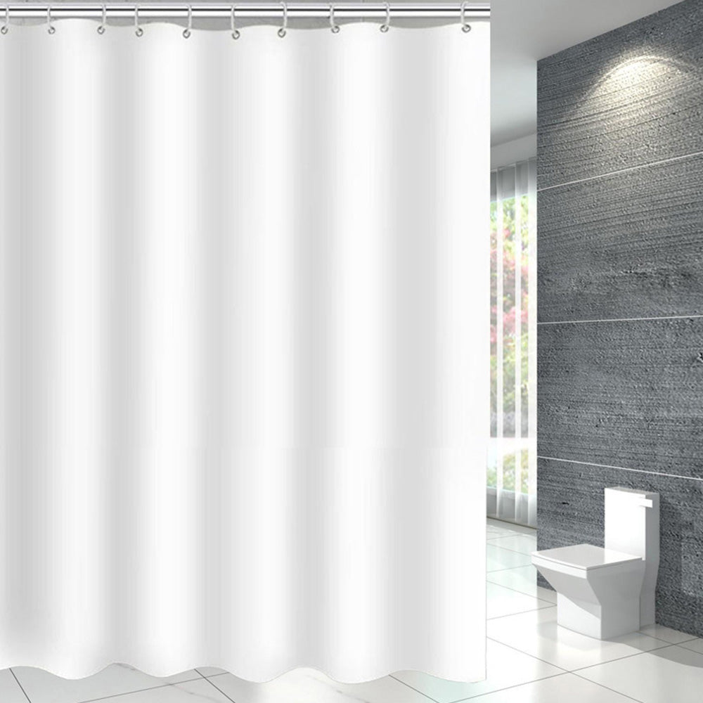 Waterproof Shower Curtain with 12 Hooks-White