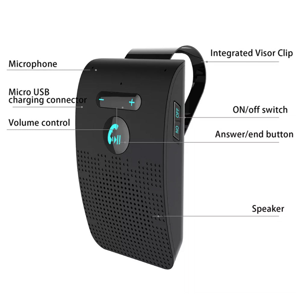 Wireless Car Adapter Handsfree Bluetooth Car Speaker Sun Visor Clip Speakerphone