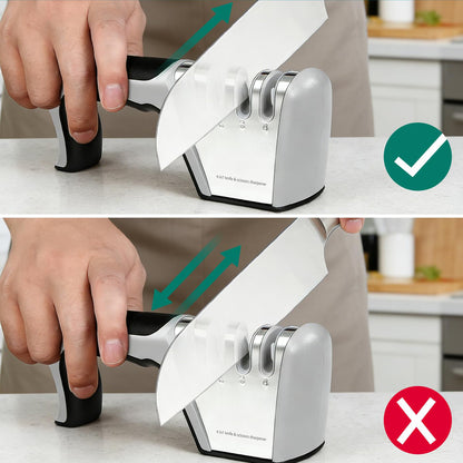 4 Stage Knife Sharpener Non Slip Base Kitchen Scissor Sharpener - Grey
