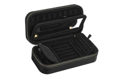 Travel Jewelry Case Jewelry Box Organizer With Mirror Display Case Storage-Black