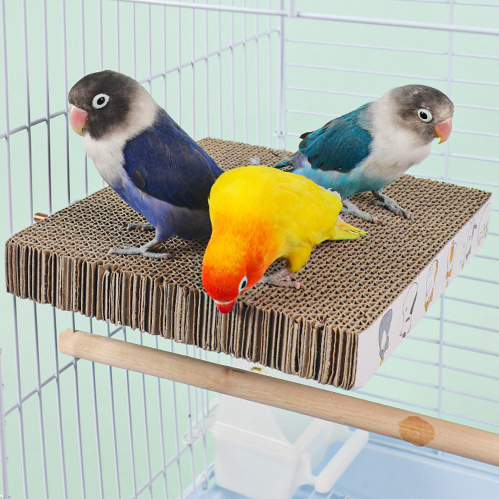 2Pcs Bird Perch Stand Cardboard Anti-bite Hair Grinding Pad Parrot Toy
