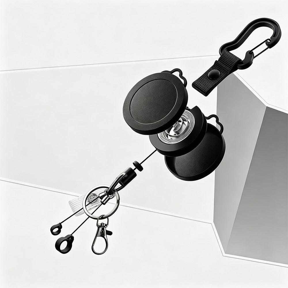 2Pcs Retractable Badge Reels with Carabiner and Adjustable Phone Lanyard