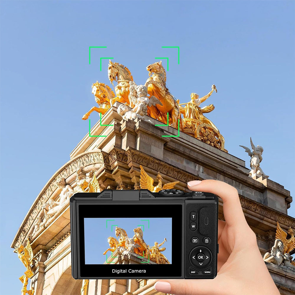 4K Digital Camera WiFi Vlogging Camera with 180 Degree Flip Screen Black