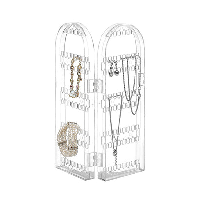 Acrylic Earrings Holder for Women Doors Foldable Screen Necklace Display Rack-White