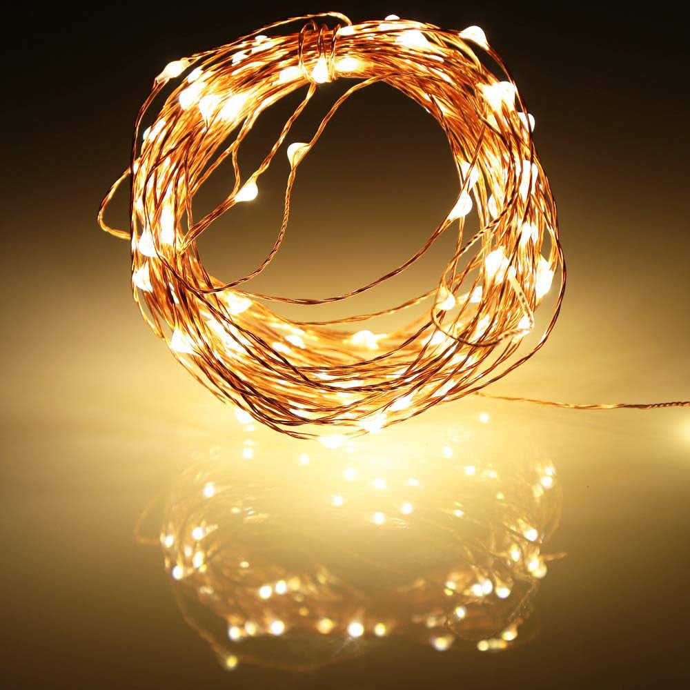 20m LED String Lights USB Powered 200 LEDs Copper Wire String Lights-Warm White