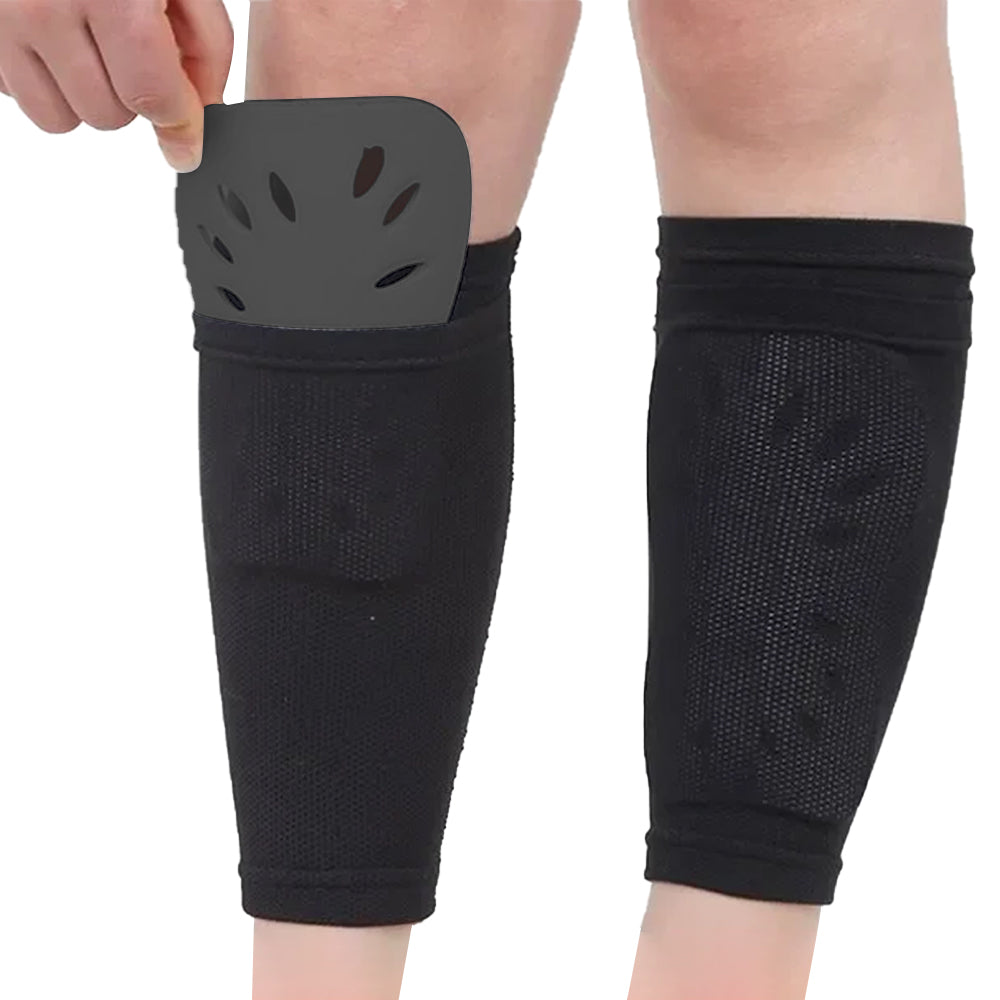 Pair of Soccer Shin Guards Breathable Calf Protective Gear for Adults Black