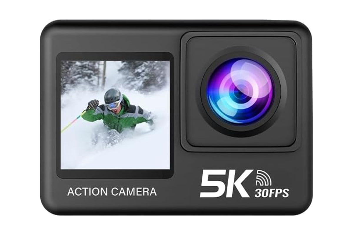 Action Camera 5K 30FPS with Touch Screen 24MP Camera for Snorkeling Helmet Bike
