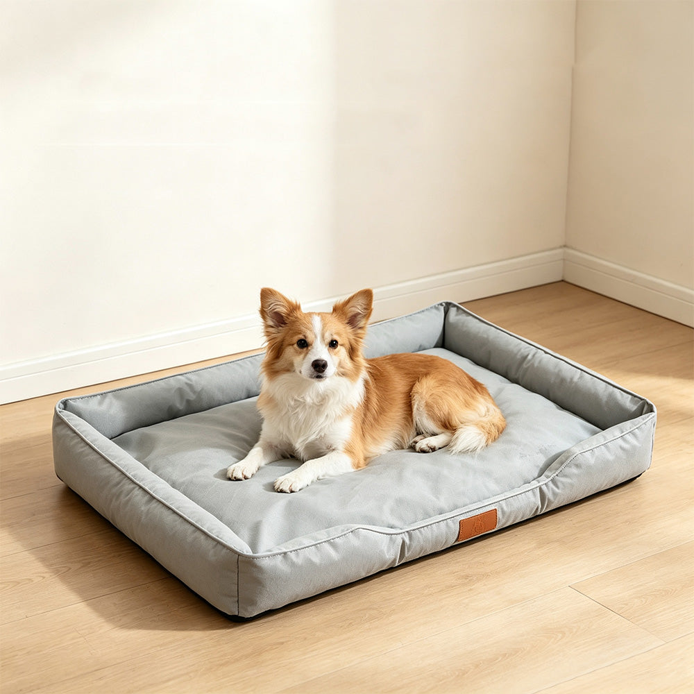 Square Raised Edge Oxford Fabric Sofa Pet Bed - Grey