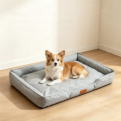 Square Raised Edge Oxford Fabric Sofa Pet Bed - Grey