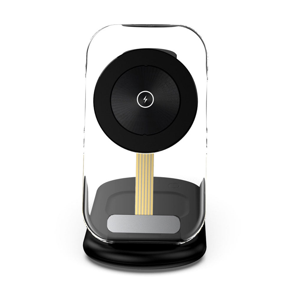 3-in-1 Wireless Charging Station for Apple Devices Wireless Charger Dock with Night Light Black