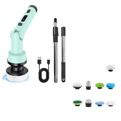 9 in 1 Cordless Spin Scrubber Electric Cleaning Brush Set-Green