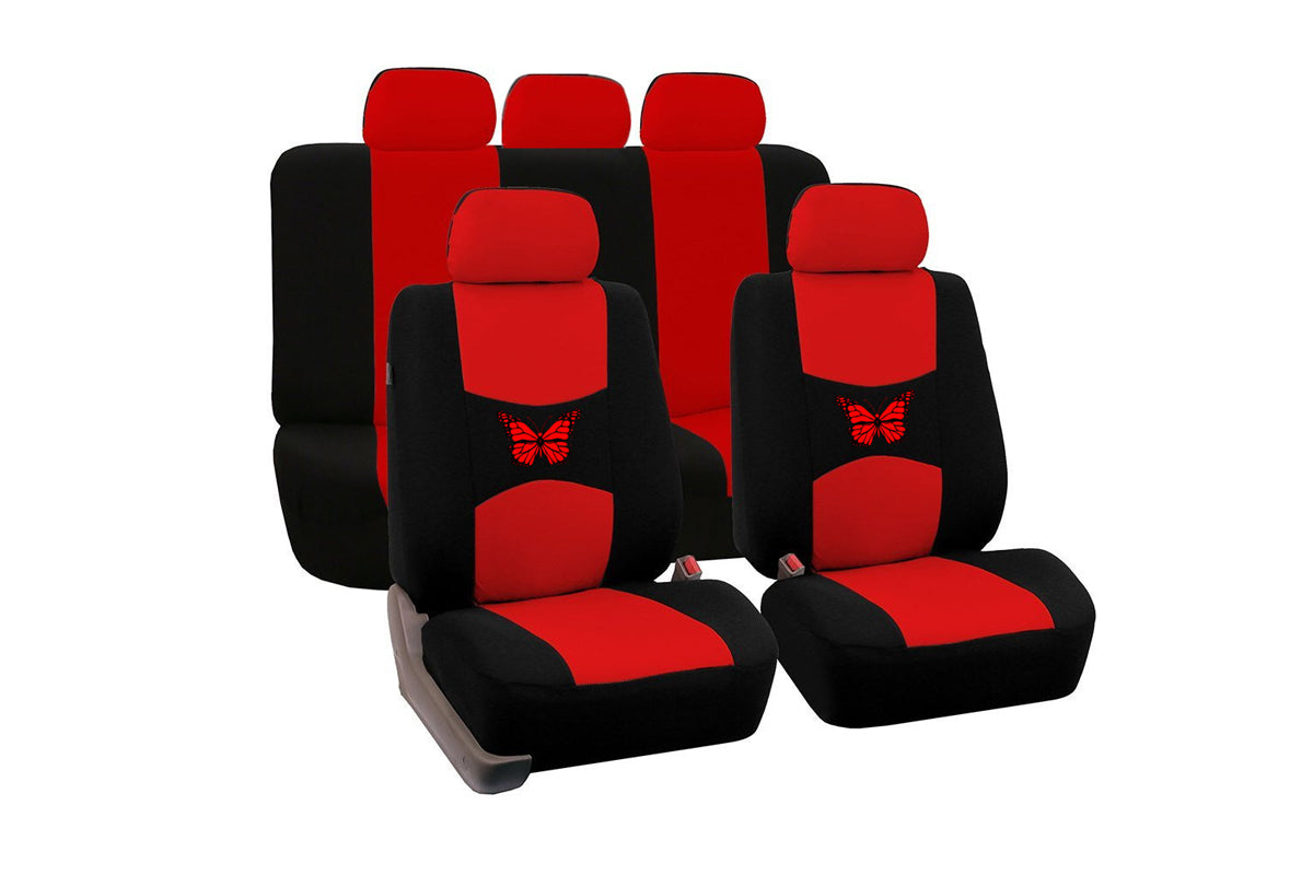 Universal Car Seat Covers Full Set 9 pcs-Red