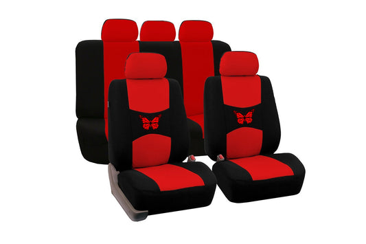Universal Car Seat Covers Full Set 9 pcs-Red