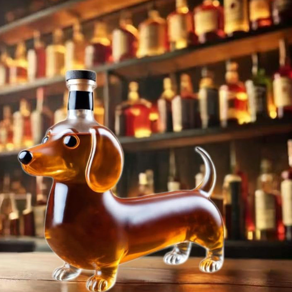 Novelty Dachshund Dog Shape Whiskey Bottle Glass Tumbler Wine Container