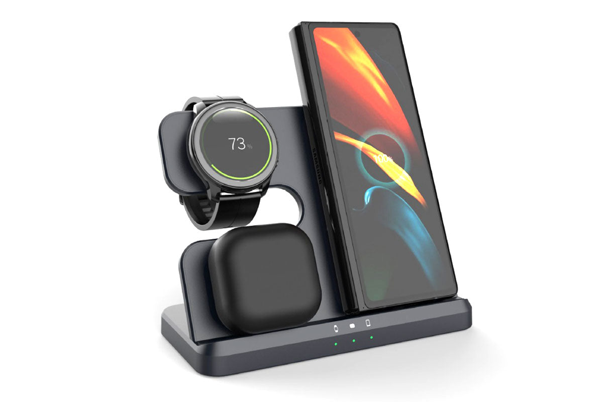 3 in 1 Wireless Charger Fast Charging Station Pad - Black