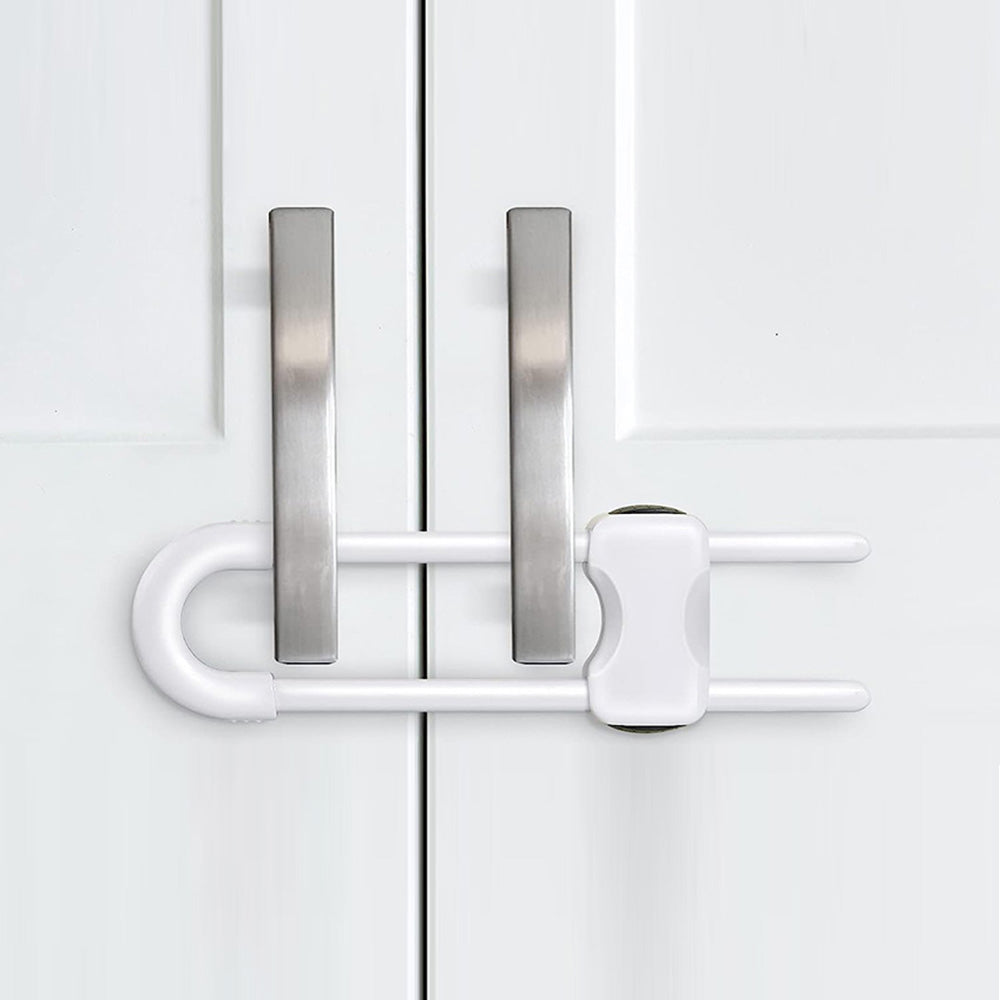5Pcs Cabinet Locks U-Shaped Drawers Locks for Knob Handle on Door Cupboard -White