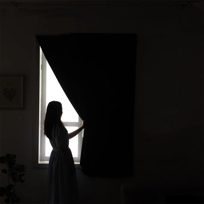 No Drill Adhesive Blackout Curtains -Black