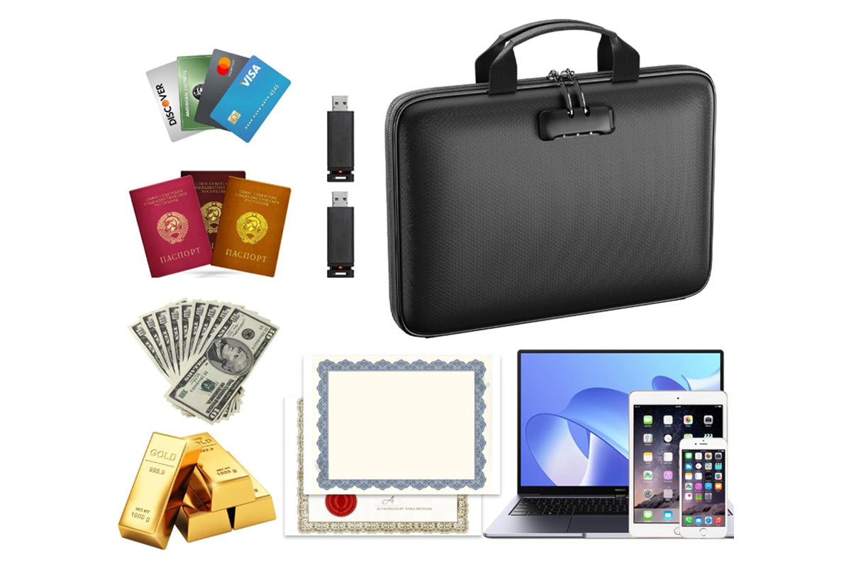 Hard Case Fire Resistant File Organiser with Lock an Accordion File Folder