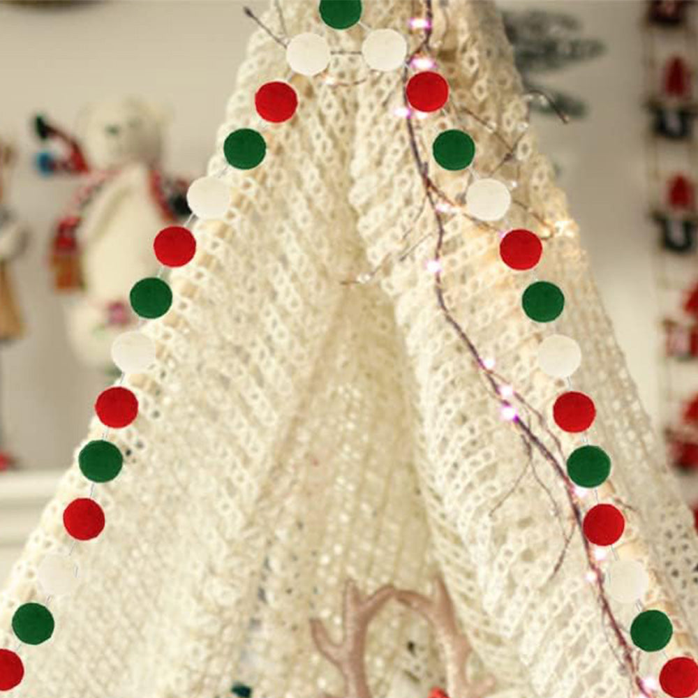 2PCS Christmas Pom Pom Garland Hanging Balls for Christmas Tree Party Decor