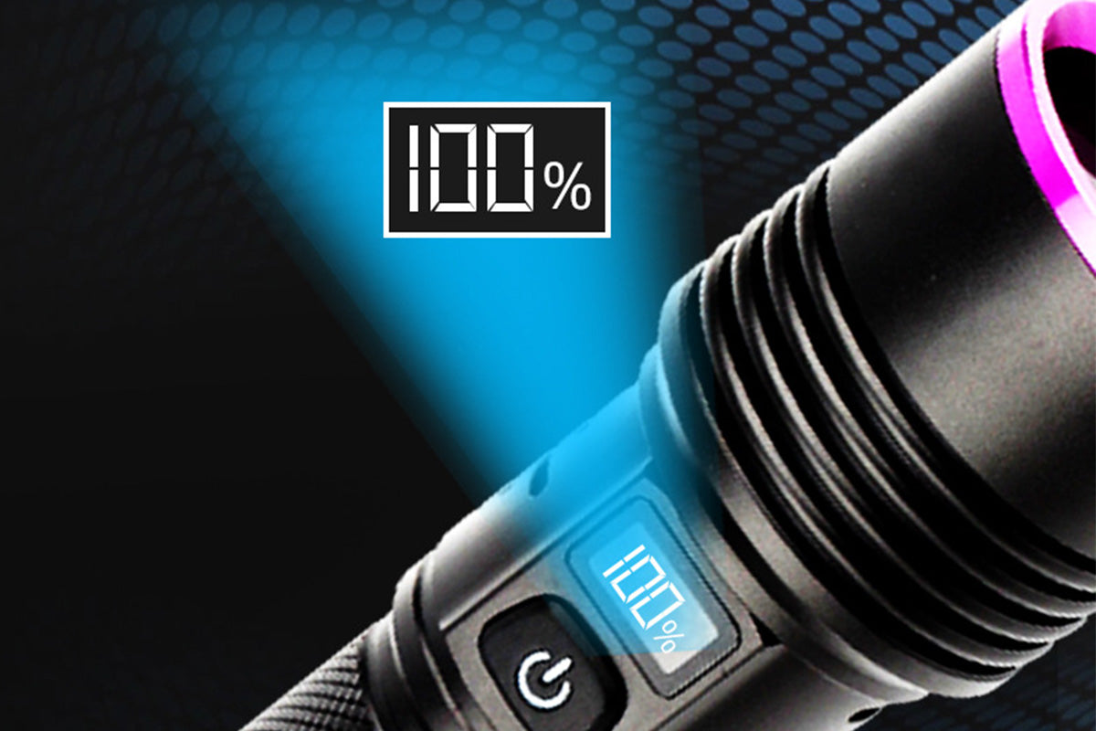 365nm Black Light UV Flashlight With LCD Display Rechargeable Torch Lamp