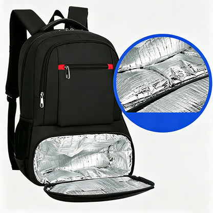 2 in 1 Large Capacity Laptop Backpack and Insulated Lunch Bag for Office Travel-Black