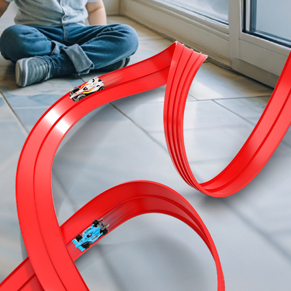 5-Meter Flexible Race Car Ramp Track Toy Set with Suction Cups Red