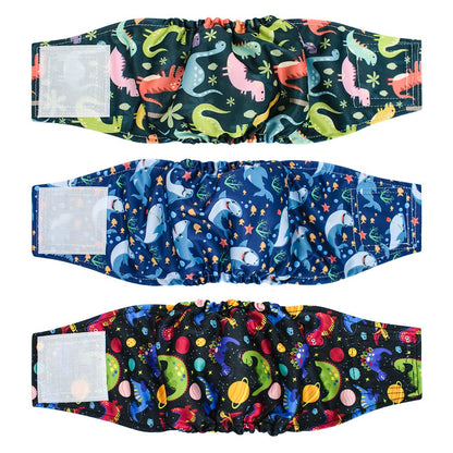 3Pcs Male Dog Diapers High Absorbing Dog Belly Bands for Male Dogs-Dark