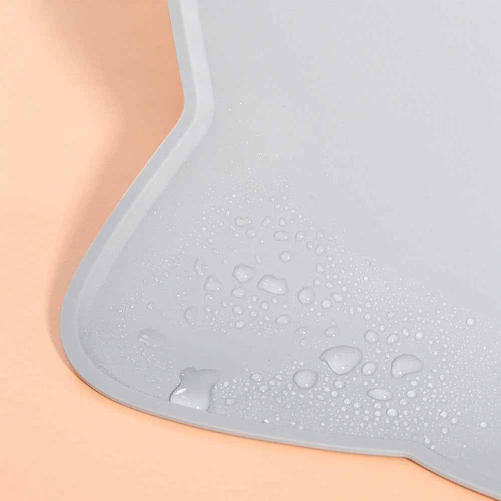 Silicone Pet Feeding Mat with Raised Spill Edge - Grey