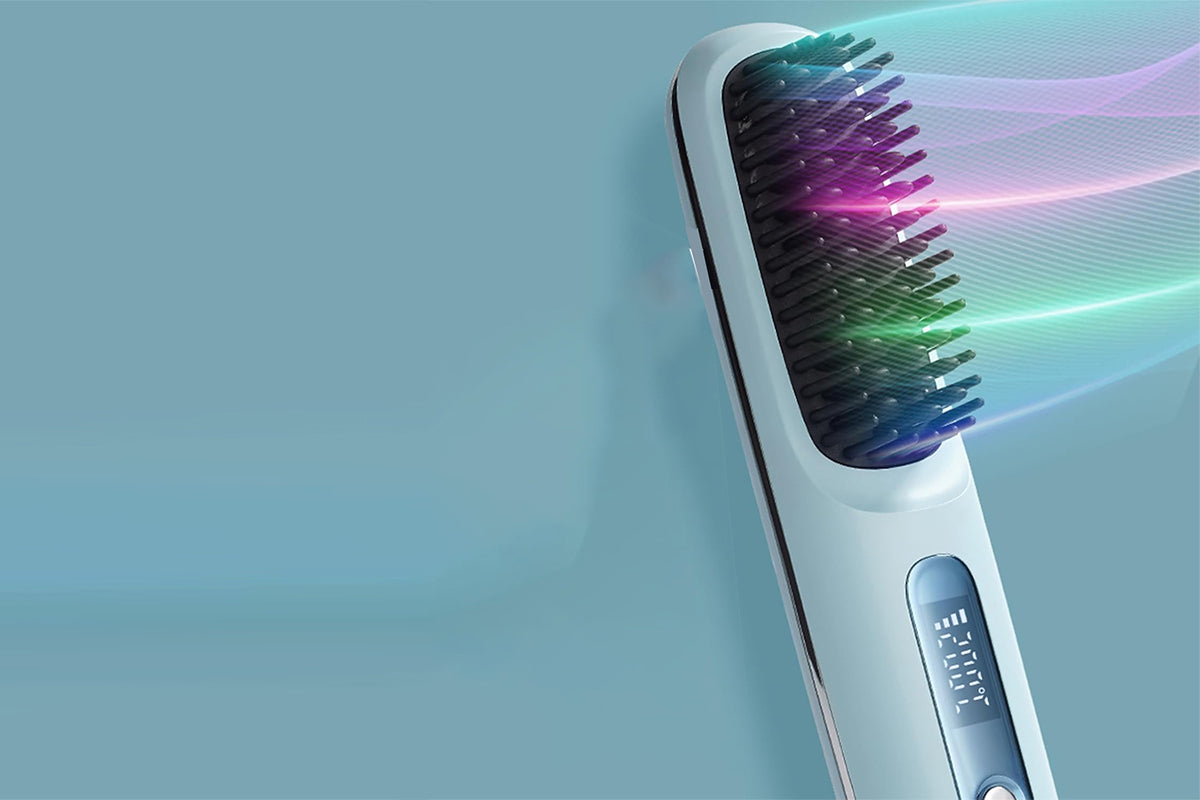 USB Cordless Mini Hair Straightener Brush Anti Scald Comb