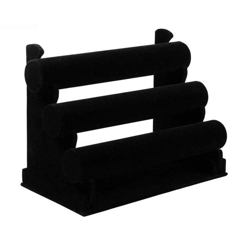 3 Tier Detachable Velvet Bracelet Display Stand for Jewelry Store Home Organizer-Black