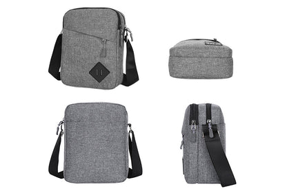 Men's Oxford Crossbody Shoulder Bag with Adjustable Strap and Multi-Pocket Messenger Design-Grey