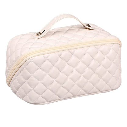 Women Cosmetic Bags Travel Cosmetic Bag For Women PU Leather Skincare Bags Toiletry Bag -White