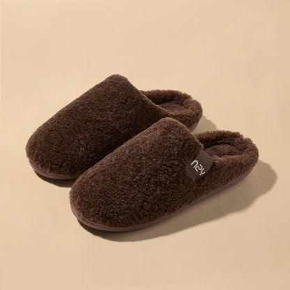 Women's Fuzzy Slip-on Slippers Comfy Lightweight House Scuff Slippers Closed Toe-Brown