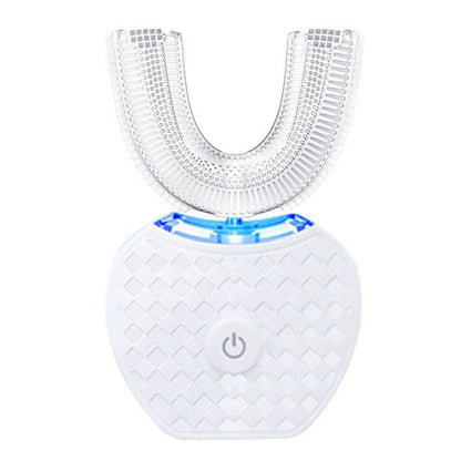 Wireless Charging U-Shaped Electric Toothbrush with Automatic Cleaning-White