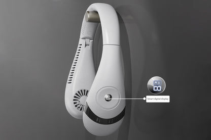 Portable Neck Fan Mini Bladeless Foldable Neck Fan USB Rechargeable 360 Degree Cooling Fan-White