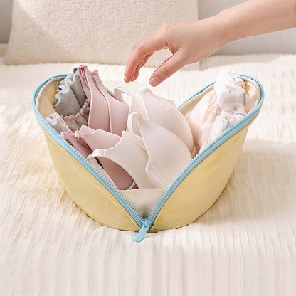 3-in-1 Clam-Shaped Underwear Bra Panty and Sock Travel Storage Bag - Yellow