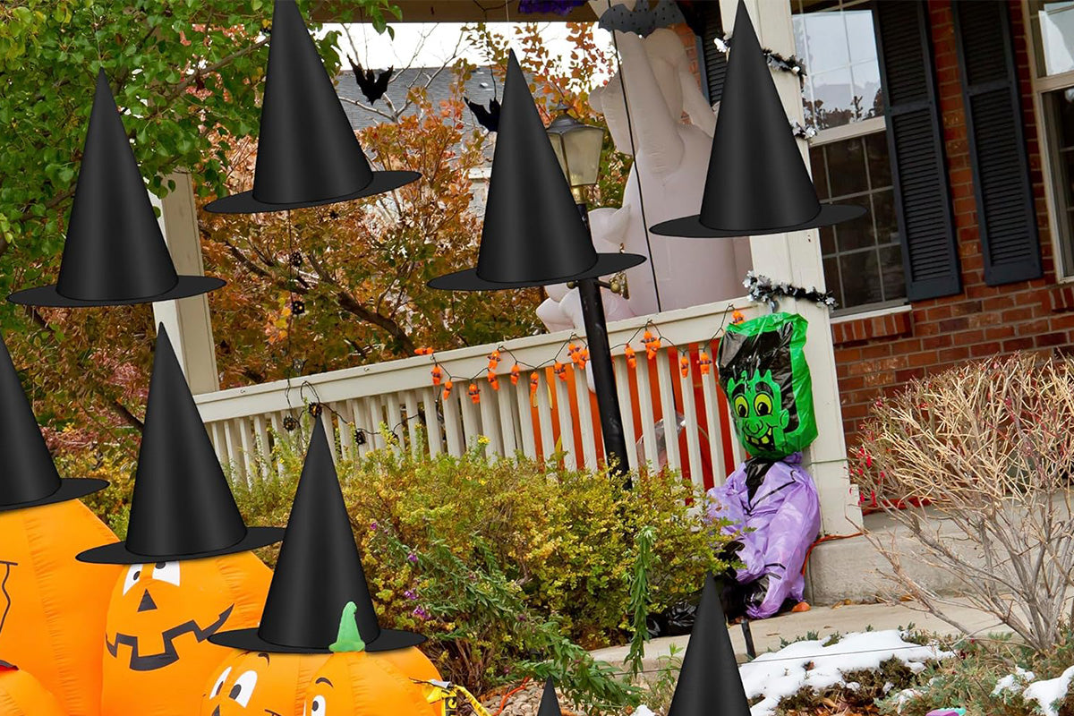 12 Pcs Halloween Witch Hats Costume Accessories Wizard Hats with Nylon Rope for Indoor Outdoor Decorations