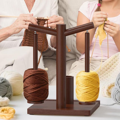 Wooden Yarn Holder for Crocheting and Knitting with Phone stand
