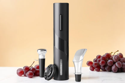4Pcs Electric Wine Opener Set with Aerator Foil Cutter and Vacuum Stopper