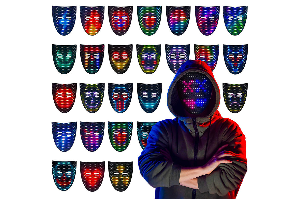 LED Light Up Mask with Gesture Sensing 50 Patterns Changing Halloween Party Props