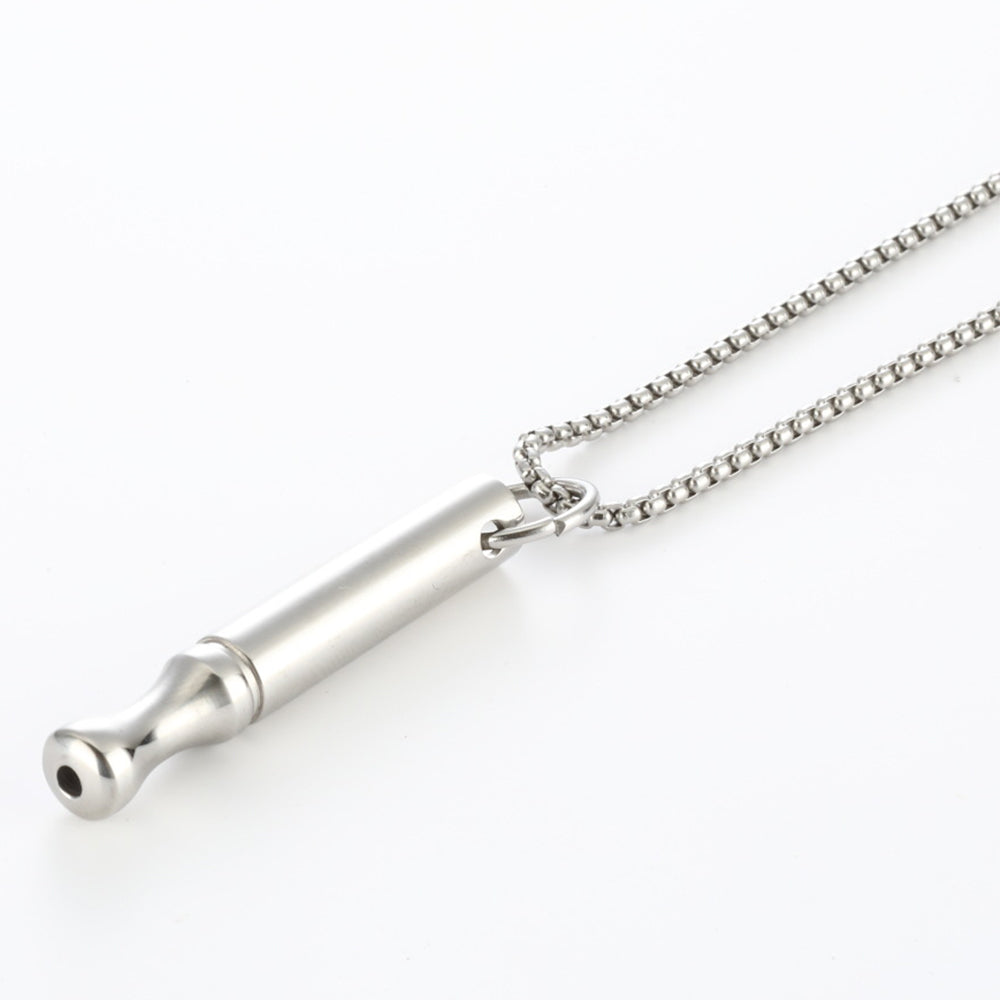 2Pcs Mindfulness Breathing Necklace Stainless Steel Breathe Pendant Meditation Tool Silver