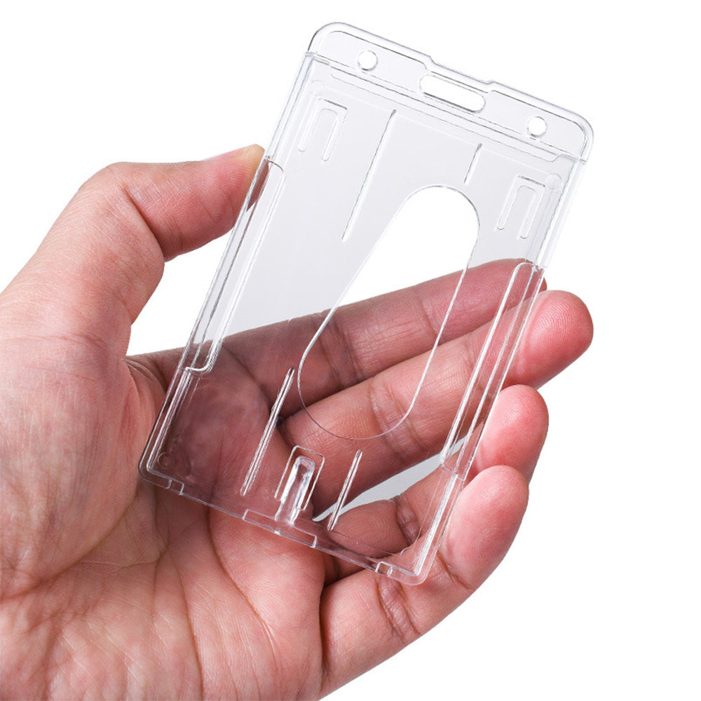 5 Pcs Clear PC Double Slot ID Card Holder