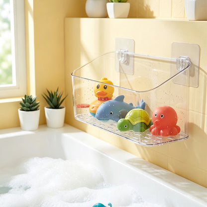 No Drill Bath Storage Wall Mounted Transparent Shower Caddy
