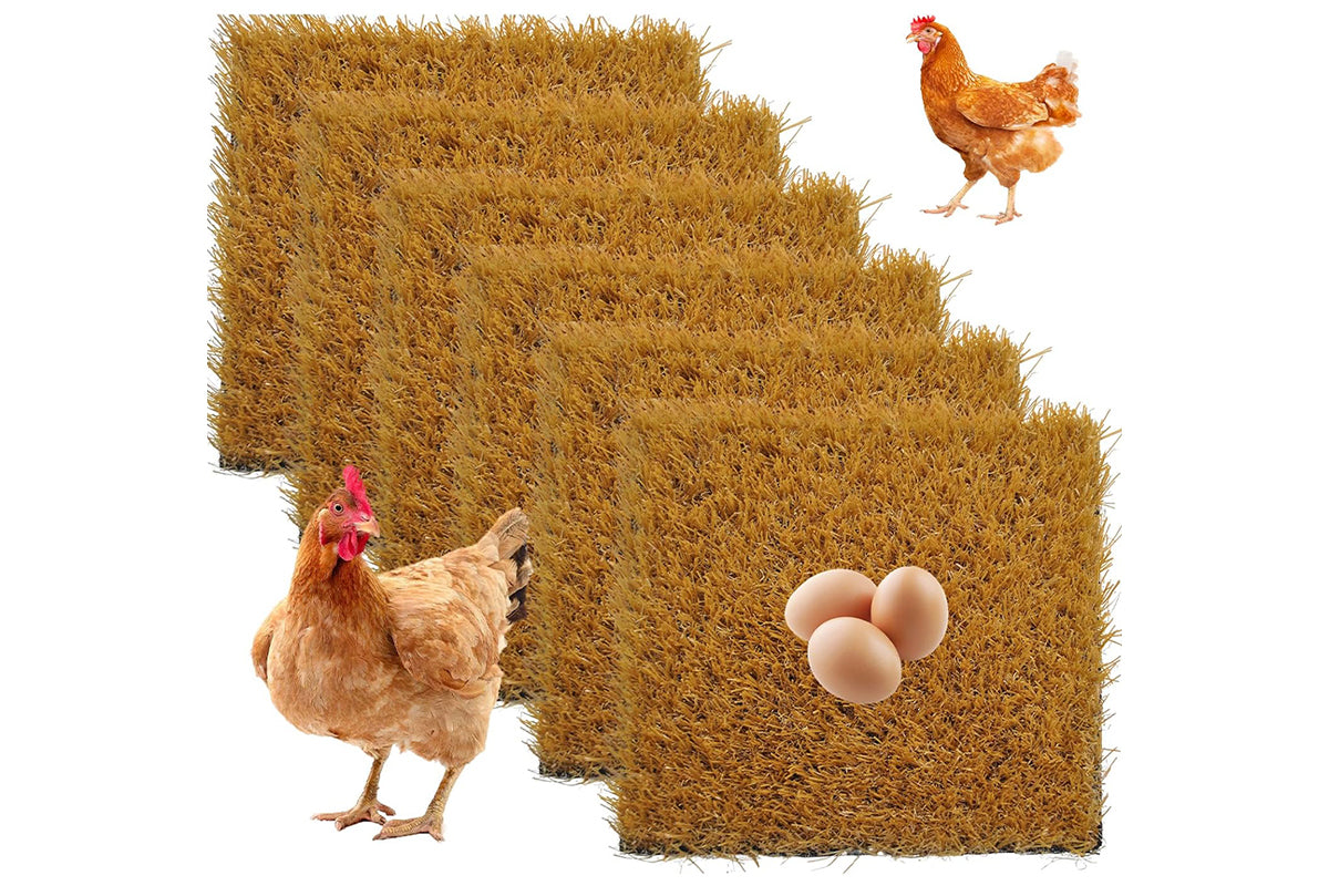 6Pcs Chicken Nesting Pads Artificial Grass Rug Carpet Washable Chicken Coop Bedding