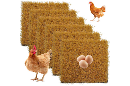 6Pcs Chicken Nesting Pads Artificial Grass Rug Carpet Washable Chicken Coop Bedding