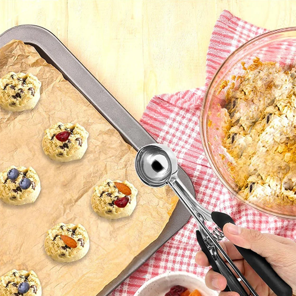 3Pcs Set Cookie Scoop Set Stainless Steel Cookie Dough Scoop Ice Cream Scoop
