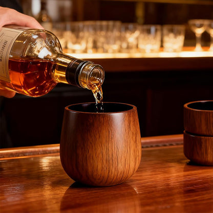 2PCS Wooden Bourbon Drinking Glass Whiskey Tumbler Bourbon Gifts For Men