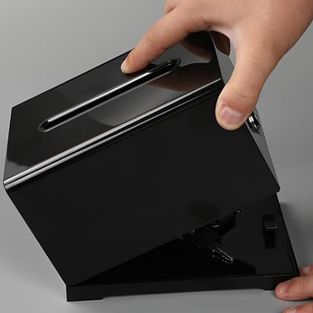 Lockable Suggestion Box with Keys for Voting Donations - Black