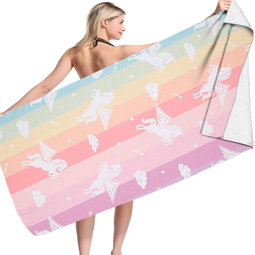 Unicorn Print Beach Towel Soft Microfiber Camping Swimming Towels Style 2